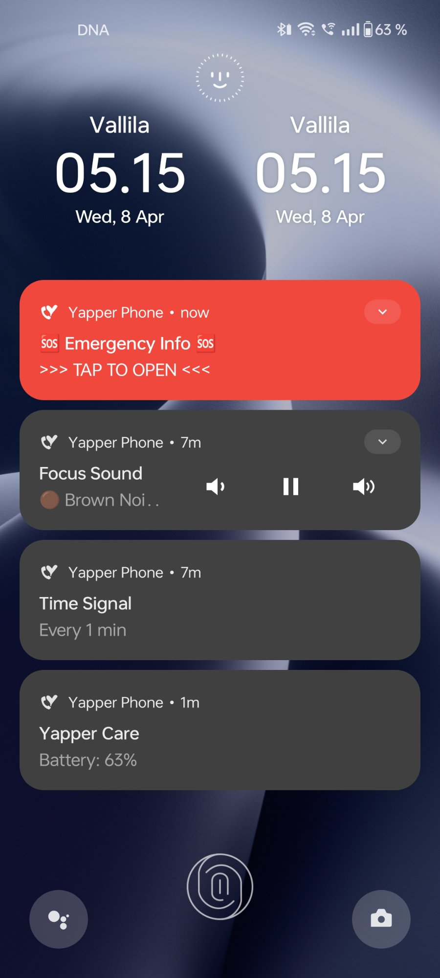 Yapper lock screen emergency notification